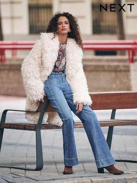 White Faux Fur Coat (B48601) | €65