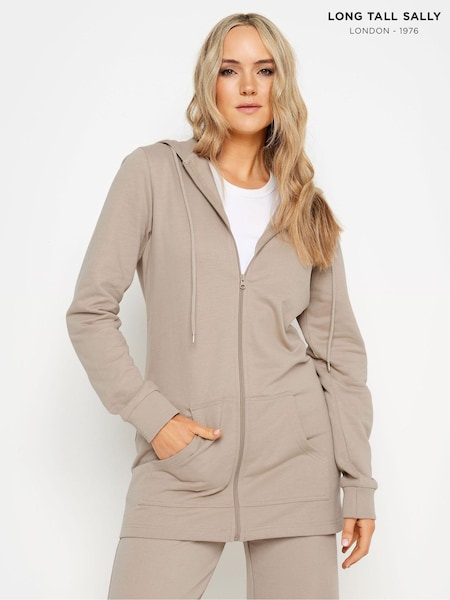 Long Tall Sally Natural 100% Cotton Longline Zip Hoodie (B48608) | 163 QAR
