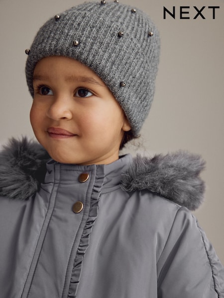 Grey Stud Beanie Hat (3-16yrs) (B48751) | AED28 - AED39