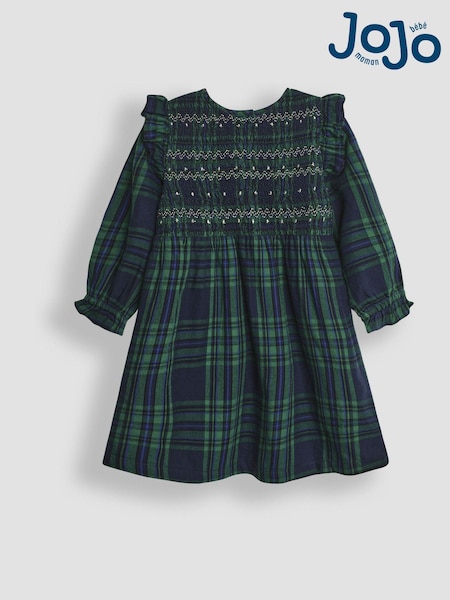 Grün - JoJo Maman Bébé Tartan Smocked Dress (B48758) | 57 €