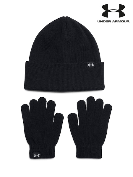أسود - Under Armour Kid's Beanie and Gloves Set (B48796) | ‏151 د.إ.‏