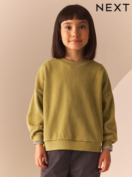 Green Oversized Cosy Rib Sweatshirt (3-16yrs) (B48816) | AED28 - AED39