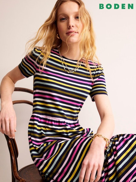 Boden Blue Emma Tiered Jersey Midi Dress (B48946) | €47.50