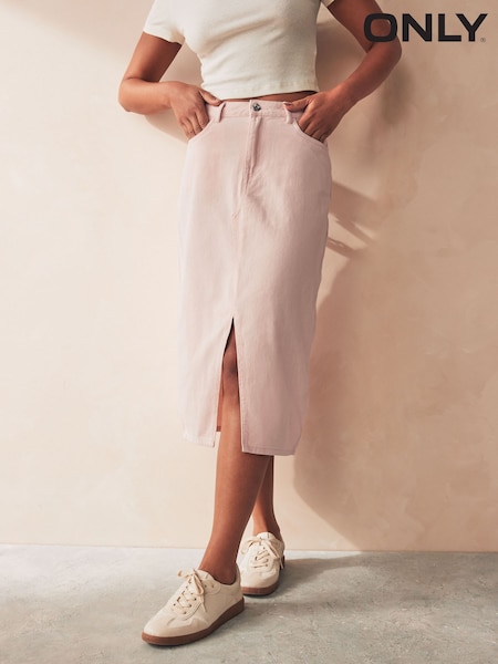 ONLY Pink Petite Denim Midi Skirt With Front Split (B48971) | €18.50