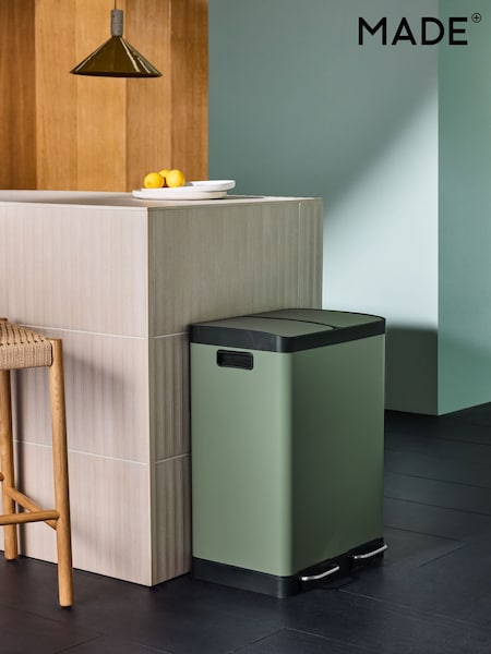 MADE.COM Green 2 Section 60 Litre Recycling and Waste Colter Bin (B49016) | €163