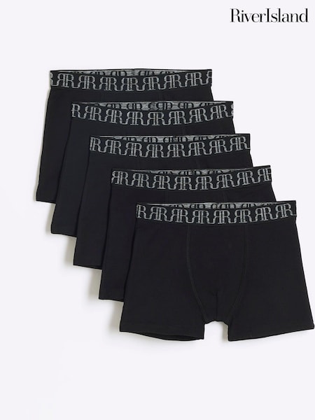 שחור - River Island Boys Marl 100% Cotton Boxers 5 Pack (B49021) | ‏70‏₪ - ‏91‏ ₪