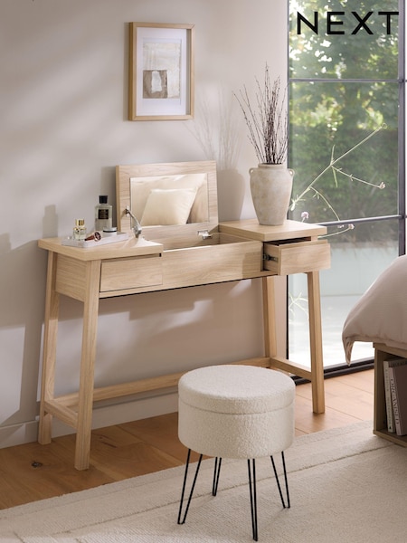Light Natural Oti Oak Effect Mirror Console Dressing Table (B49022) | €340
