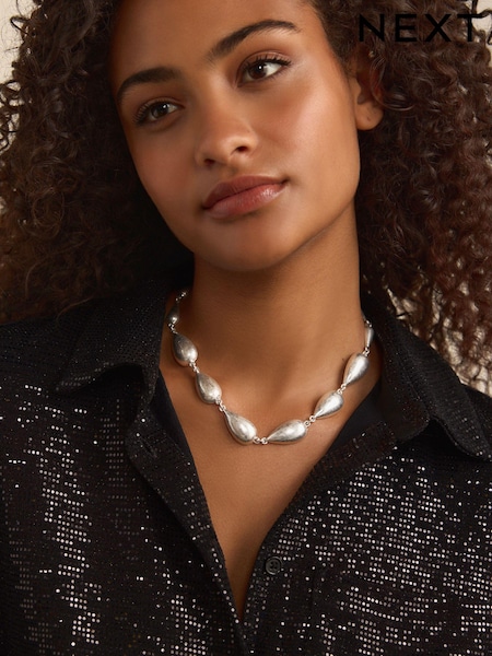 Silver Tone Teardrop Necklace (B49032) | AED46