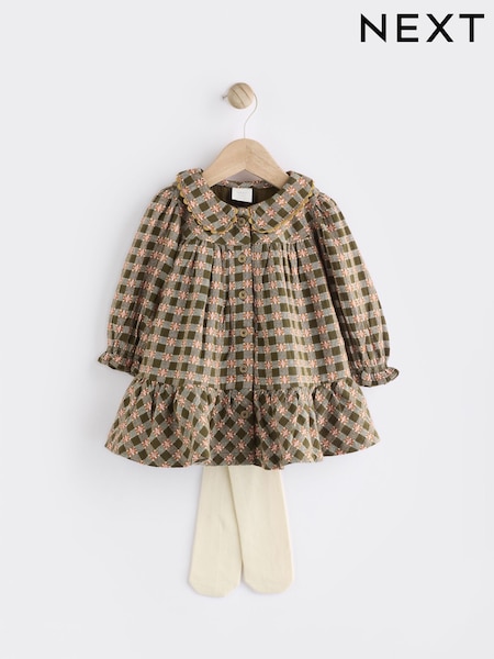 Green Check Baby Woven Dress with Tights (0mths-2yrs) (B49199) | €18 - €20