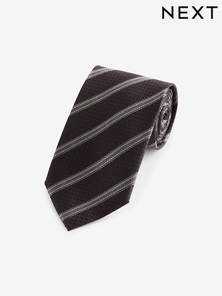 Chocolate Brown/Navy Blue Stripe Silk Design Tie (B49288) | 76 QAR