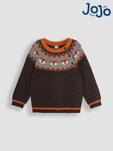 JoJo Maman Bébé Brown Fox Knit Jumper (B49344) | CA$84