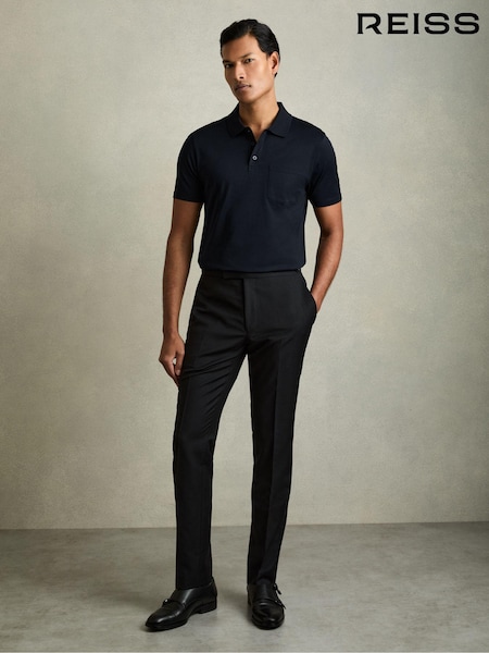 Reiss Navy Austin Mercerised Cotton Polo Shirt (B49472) | €104