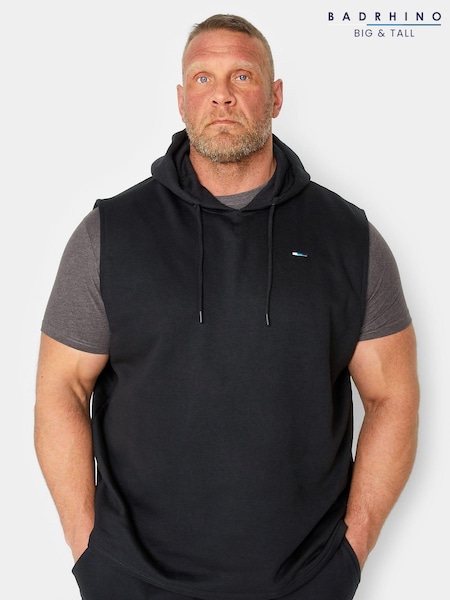 BadRhino Big & Tall Black 100% Cotton Essential Sleeveless Hoodie (B49585) | R$ 235