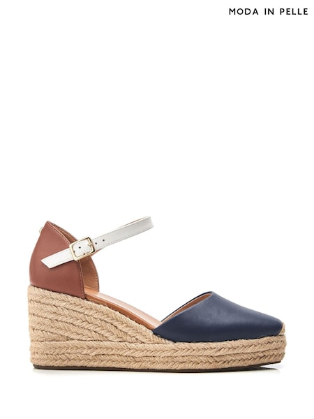 Moda in Pelle Gialla Square Toe Espadrille Wedges (B49602) | ₪397