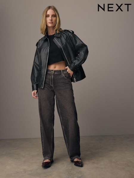 Washed Black Baggy Wide leg Jeans (B49611) | €33