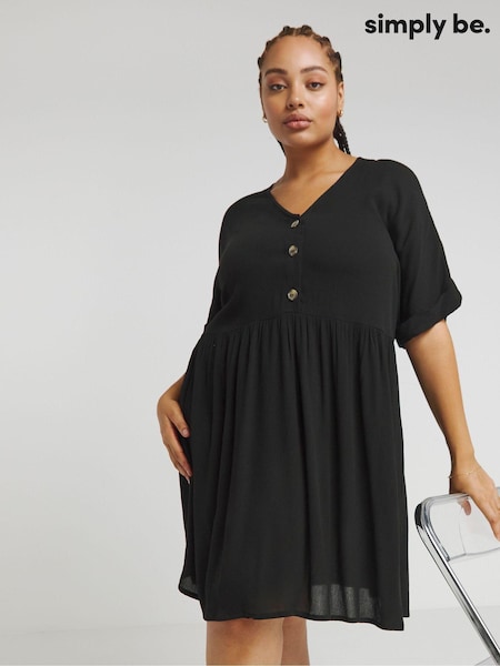 Simply Be Crinkle Button Through Smock Dress With Pockets (B49624) | 166 LEI