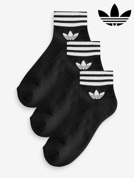 adidas Black/White Trefoil Ankle Socks 3 Pack (B49642) | €9