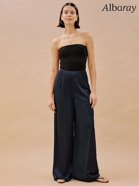 Albaray Blue Satin Wide Leg Trousers (B49657) | €68