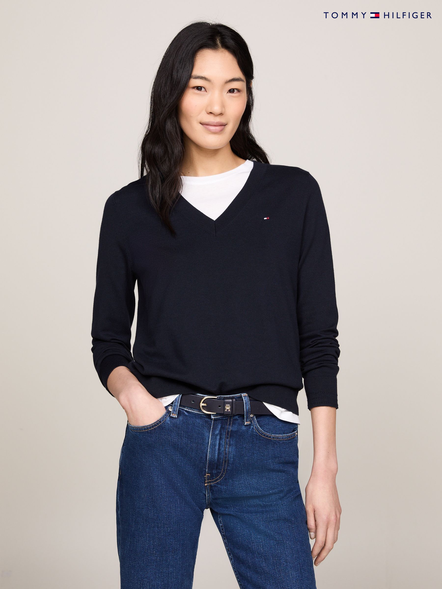 tommy hilfiger v neck long sleeve