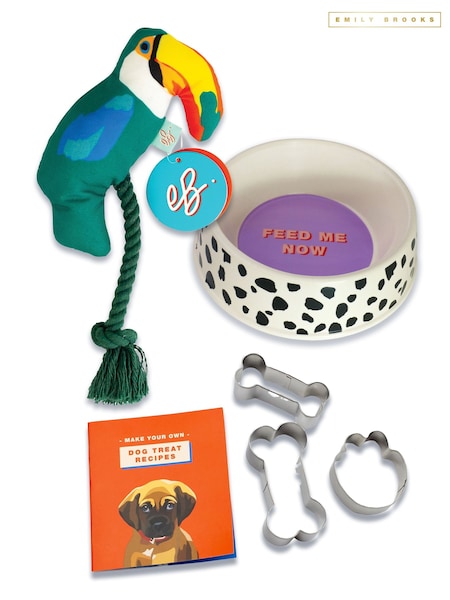 Emily Brooks Dalmation Print Dog Bowl, Treat Kit & Toucan Toy Set (B49674) | €46