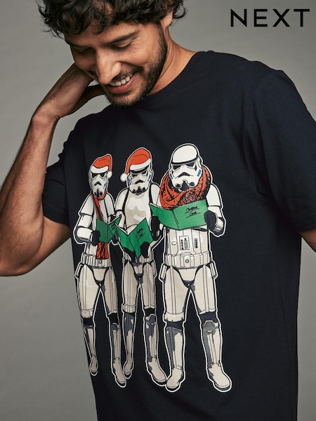 Black Stormtrooper 100% Cotton Licence Christmas T-Shirt (B49797) | €11