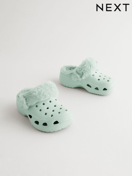Sage Green Faux Fur Lined Clog Slippers (B49930) | €15 - €18