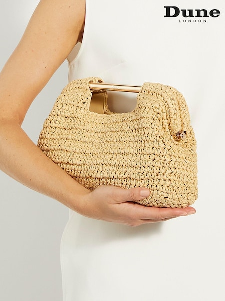 Dune London Natural Elsabeth Raffia Frame Clutch Bag (B49949) | €158