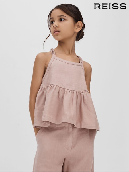 Reiss Pink Dani 4-9 yrs Linen Peplum Top (B50063) | €44