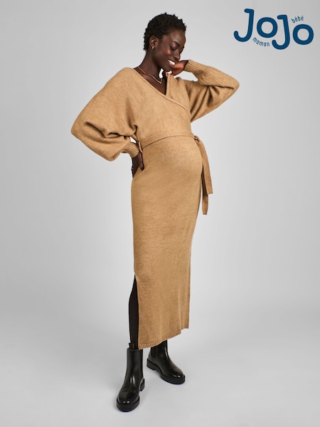 Jojo Maman Bébé Knitted Blouson Sleeve V-neck Maternity Dress (B50194) | €80