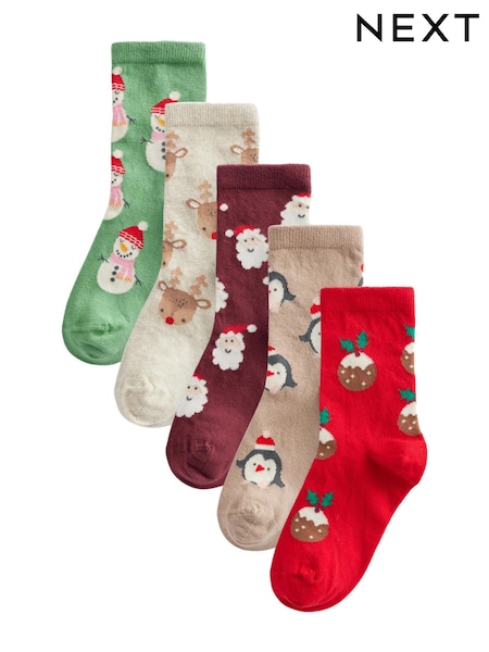 Mehrfarbig - Cotton Rich Christmas Character Ankle Socks 5 Pack (B50211) | 7 € - 9 €