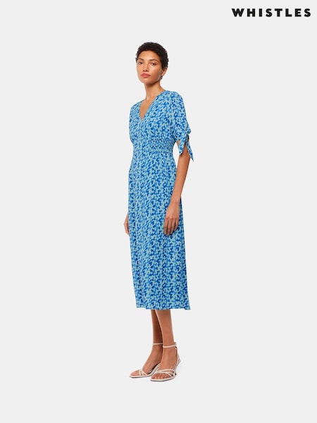 Whistles Blue Hazy Coral Midi Dress (B50263) | €102