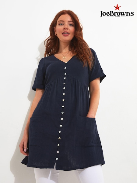 Joe Browns Button Detail Patch Pocket Crinkle Tunic Top (B50352) | 12 €