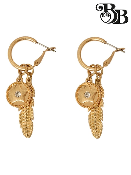 Bibi Bijoux Gold Tone Celestial Feather Interchangeable Hoop Earrings (B50395) | €13