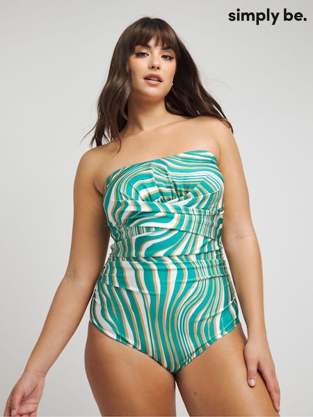 Verde - Costum de baie Simply Be Magisculpt cu decolteu bandou (B50444) | 249 LEI