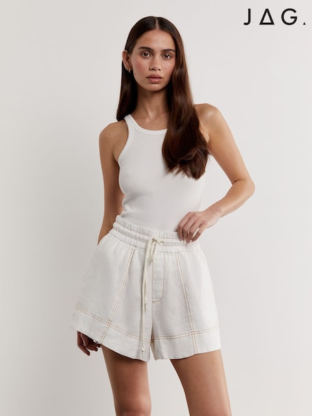 أبيض - Jag Gigi Linen Pull On Shorts