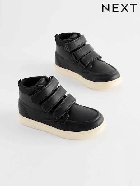 Black Wide Fit (G) 3 Strap Touch Fastening Smart Ankle Boots (B50472) | AED95 - AED109