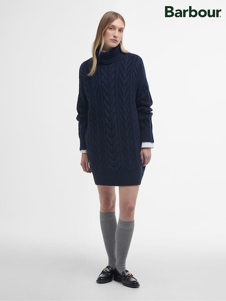 Barbour® Navy Beatrix Cable Knit Roll Neck Dress (B50492) | €239