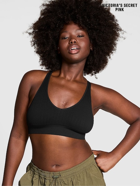 Victoria's Secret PINK Black Seamless Cable Knit Sports Bra (B50529) | €33