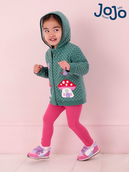 JoJo Maman Bébé Green Fairy & Toadstool Cotton Appliqué Cosy Hoodie (B50538) | €46