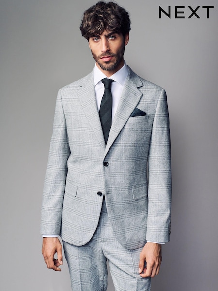 Grey Slim Fit Brushed Check Suit Jacket (B50579) | AED249