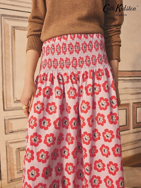 Cath Kidston Retro Floral Shirred 100% Cotton Skirt (B50584) | €78