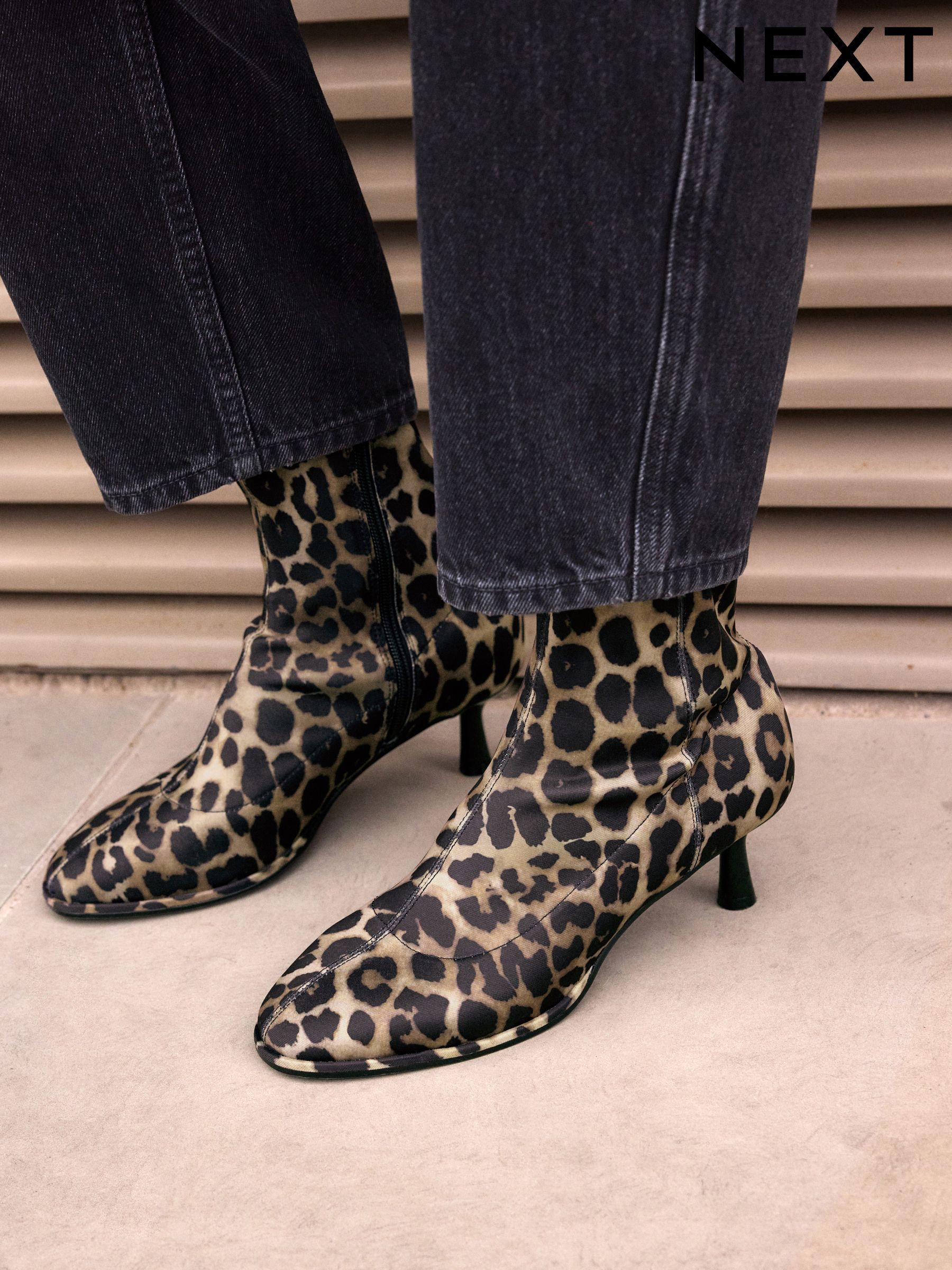 Leopard print kitten heel ankle boots store