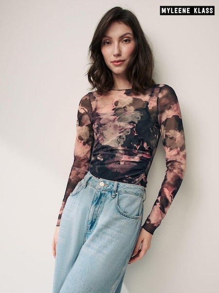 Myleene Klass Purple Printed Mesh Top (B50602) | €19