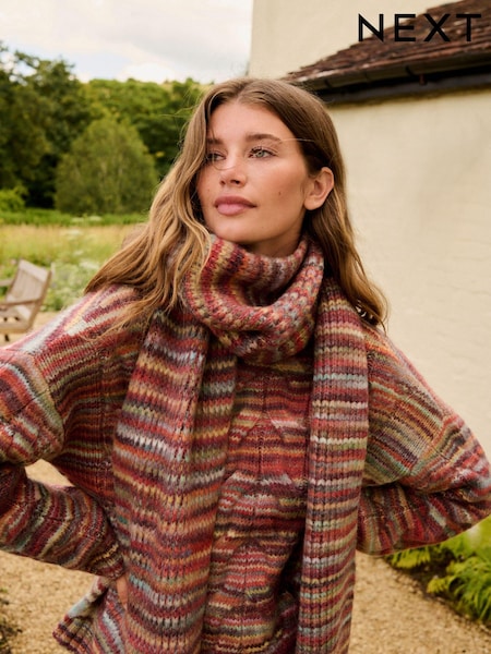 Red Spacedye Cable Knit Scarf (B50611) | €13.50