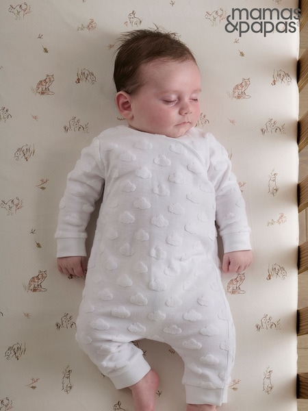 Mamas & Papas Cloud Jacquard Wrap White Romper (B50742) | €33