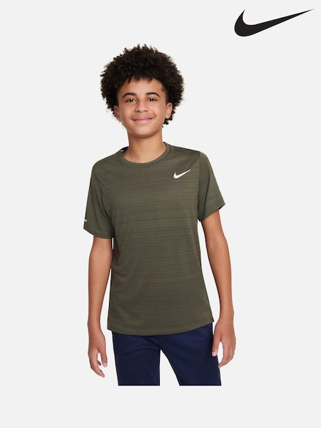 Nike Dark Khaki Green Dri-FIT Miler Training T-Shirt (B50763) | €15