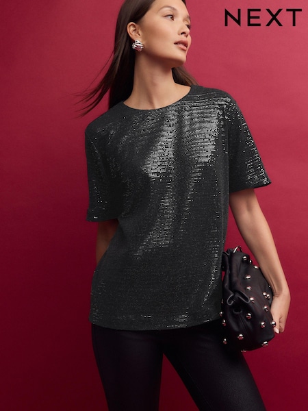 Black Sequin T-Shirt (B50816) | €19