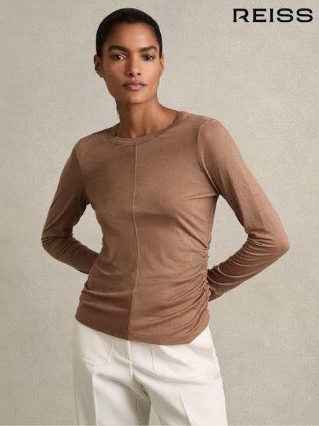 Reiss Mink Sierra Ruched Side Crew-Neck Top (B50890) | €134