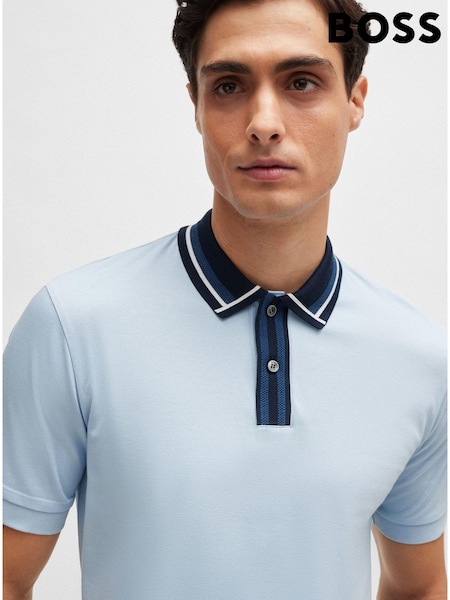 BOSS Blue Contrast Collar Slim Fit Polo Shirt (B50898) | €32