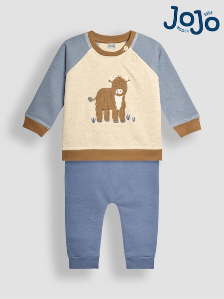 JoJo Maman Bébé Blue Cow Sweatshirt & Jogger Baby Set (B50994) | 1,682 UAH